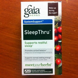 GAIA HERBS WAKE UP DURING THE NIGHT? SYSTEMSUPPORT SLEEPTHRU SUPPORTS RESTFUL SLEEP PROMOTES CORTISOL BALANCE MAGNOLIA & ASHWAGANDHA EXTRACTS trademark