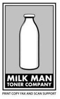MILK MAN TONER COMPANY; PRINT COPY FAX AND SCAN SUPPORT trademark