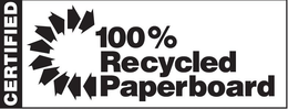CERTIFIED 100% RECYCLED PAPERBOARD trademark