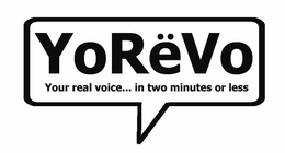 YORËVO YOUR REAL VOICE... IN TWO MINUTES OR LESS trademark