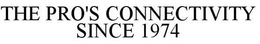 THE PRO'S CONNECTIVITY SINCE 1974 trademark