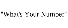 "WHAT'S YOUR NUMBER" trademark