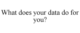 WHAT DOES YOUR DATA DO FOR YOU? trademark