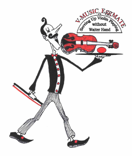 V-MUSIC EGGMATE SERVING UP VIOLIN PLAYING WITHOUT WAITER HAND trademark