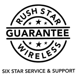 RUSH STAR GUARANTEE WIRELESS SIX STAR SERVICE & SUPPORT trademark