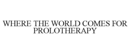 WHERE THE WORLD COMES FOR PROLOTHERAPY trademark