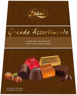 GRANDE ASSORTIMENTO ZAINI 1913 CAFFE ZAINI GIANDUI OTTIMI AMARETTO FINE ITALIAN CHOCOLATE INDIVIDUALLY WRAPPED A SELECTION OF AUTHENTIC ITALIAN CHOCOLATE PRALINES trademark