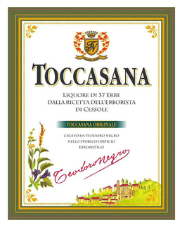 TN TOCCASANA LIQUORE DI 37 ERBE DALLA RICETTA DELL'ERBORISTA TOCCASANA ORIGINALE CREATO NELLO STORICO OPIFCIO ERBORISTICO DELLE LANGHE TEODORO NEGRO PRODUCT OF ITALY trademark