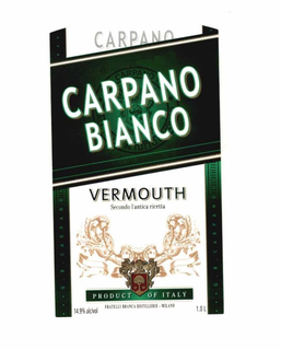 CARPANO CARPANO BIANCO VERMOUTH SECONDO L'ANTICA RICETTA PRODUCT OF ITALY FRATELLI BRANCA DISTILLERIE-MILANO 14.9% ALC/VOL 1.0L trademark