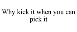 WHY KICK IT WHEN YOU CAN PICK IT trademark