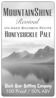MOUNTAINSHINE REVIVAL UN-AGED BOURBON RECIPE HONEYSUCKLE PALE BLACK BEAR BOTTLING COMPANY 100 PROOF / 50% ABV trademark