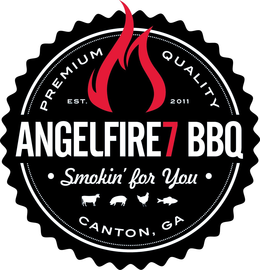 ANGELFIRE7 BBQ · SMOKIN' FOR YOU · PREMIUM QUALITY EST. 2011 CANTON GA trademark