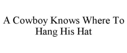 A COWBOY KNOWS WHERE TO HANG HIS HAT trademark