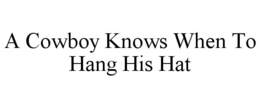 A COWBOY KNOWS WHEN TO HANG HIS HAT trademark