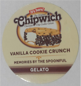 IT'S HERE! THE ORIGINAL CHIPWICH CHOCOLATE CHIP COOKIE GELATO VANILLA COOKIE CRUNCH MEMORIES BY THE SPOONFUL GELATO trademark