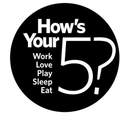 HOW'S YOUR 5? WORK LOVE PLAY SLEEP EAT trademark