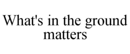 WHAT'S IN THE GROUND MATTERS trademark