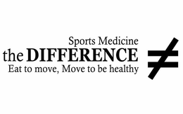 SPORTS MEDICINE THE DIFFERENCE EAT TO MOVE, MOVE TO BE HEALTHY trademark
