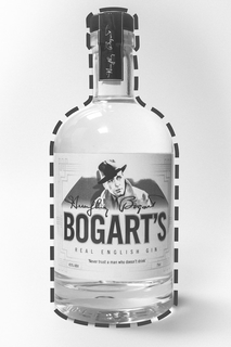 HUMPHREY BOGART BOGART'S REAL ENGLISH GIN 'NEVER TRUST A MAN WHO DOESN'T DRINK' 45% ABV 75CL trademark