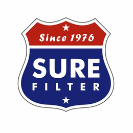 SINCE 1976 SURE FILTER trademark