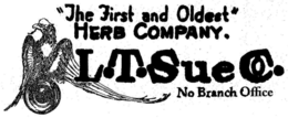 "THE FIRST AND OLDEST" HERB COMPANY. L.T. SUE CO. NO BRANCH OFFICE trademark