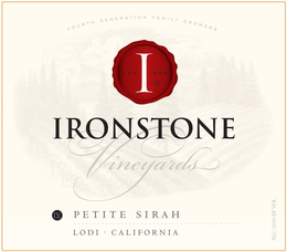 FOURTH GENERATION FAMILY GROWERS I 2013 IRONSTONE VINEYARDS IV PETITE SIRAH LODI · CALIFORNIA ACL.13.5% BY VOL. trademark