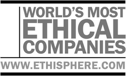 WORLD'S MOST ETHICAL COMPANIES WWW.ETHISPHERE.COM trademark