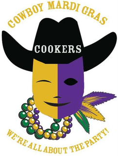 COWBOY MARDI GRAS COOKERS WE'RE ALL ABOUT THE PARTY! trademark