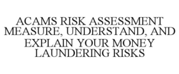 ACAMS RISK ASSESSMENT MEASURE, UNDERSTAND, AND EXPLAIN YOUR MONEY LAUNDERING RISKS trademark
