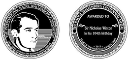 THE INTERNATIONAL RAOUL WALLENBERG FOUNDATION NEW YORK JERUSALEM BUENOS AIRES BERLIN RAOUL WALLENBERG THE RAOUL WALLENBERG CENTENNIAL MEDAL AWARDED TO SIR NICHOLAS WINTON IN HIS 104TH BIRTHDAY 2013 YEAR OF THE HOLOCAUST RESCUERS trademark