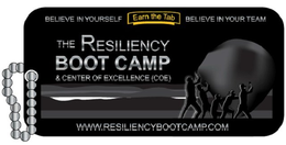 THE RESILIENCY BOOT CAMP & CENTER OF EXCELLENCE (COE) BELIEVE IN YOURSELF BELIEVE IN YOUR TEAM EARN THE TAB WWW.RESILIENCYBOOTCAMP.COM trademark