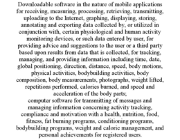 DOWNLOADABLE SOFTWARE IN THE NATURE OF MOBILE APPLICATIONS FOR RECEIVING, MEASURING, PROCESSING, RETRIEVING, TRANSMITTING, UPLOADING TO THE INTERNET, GRAPHING, DISPLAYING, STORING, ANNOTATING AND EXPORTING DATA COLLECTED BY, OR UTILIZED IN CONJUNCTION WITH, CERTAIN PHYSIOLOGICAL AND HUMAN ACTIVITY MONITORING DEVICES, OR SUCH DATA ENTERED BY USER, FOR PROVIDING ADVICE AND SUGGESTIONS TO THE USER OR A THIRD PARTY BASED UPON RESULTS FROM DATA THAT IS COLLECTED, FOR TRACKING, MANAGING, AND PROVIDING INFORMATION INCLUDING TIME, DATE, GLOBAL POSITIONING, DIRECTION, DISTANCE, SPEED, BODY MOTIONS, PHYSICAL ACTIVITIES, BODYBUILDING ACTIVITIES, BODY COMPOSITION, BODY MEASUREMENTS, PHOTOGRAPHS, WEIGHT LIFTED, REPETITIONS PERFORMED, CALORIES BURNED, AND SPEED AND ACCELERATION OF THE BODY PARTS; COMPUTER SOFTWARE FOR TRANSMITTING OF MESSAGES AND MANAGING INFORMATION CONCERNING ACTIVITY TRACKING, COMPLIANCE AND MOTIVATION WITH A HEALTH, NUTRITION, FOOD, FITNESS, FAT BURNING PROGRAMS, CONDITIONING PROGRAMS, BODYBUILDING PROGRAMS, WEIGHT AND CALORIE MANAGEMENT, AND PERSONAL ACHIEVEMENTS FOR REGISTERED USERS. trademark