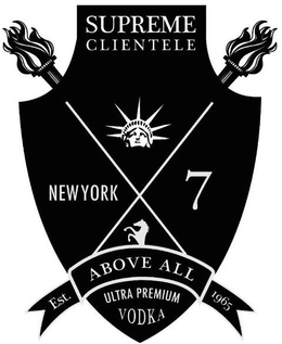 SUPREME CLIENTELE NEW YORK 7 EST. 1965 ABOVE ALL ULTRA PREMIUM VODKA trademark