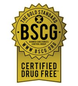 BSCG BANNED SUBSTANCES CONTROL GROUP THE GOLD STANDARD WWW.BSCG.ORG CERTIFIED DRUG FREE trademark