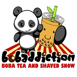 BOBADDICTION. BOBA TEA AND SHAVED SNOW. trademark