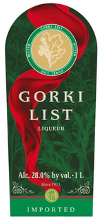 GORKI LIST BITTER GORKI LIST BITTER GORKI LIST LIQUEUR ALC. 28.0% BY VOL. 1L SINCE 1953. GL IMPORTED trademark