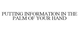 PUTTING INFORMATION IN THE PALM OF YOUR HAND trademark