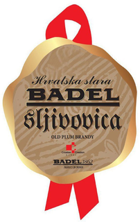 HRVATSKA STARA BADEL SLJIVOVICA OLD PLUM BRANDY CROATIAN CREATION A L C O L BADEL 1862 PRODUCT OF CROATIA trademark