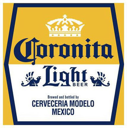 CORONITA LIGHT BEER BREWED AND BOTTLED BY CERVECERIA MODELO MEXICO trademark