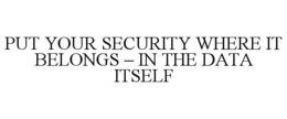 PUT YOUR SECURITY WHERE IT BELONGS - IN THE DATA ITSELF trademark