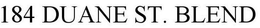 184 DUANE ST. BLEND trademark