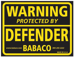 WARNING PROTECTED BY DEFENDER WWW.BABACO.COM 800-283-2222 MADE IN U.S.A. trademark