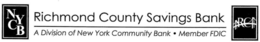 NYCB RICHMOND COUNTY SAVINGS BANK A DIVISION OF NEW YORK COMMUNITY BANK · MEMBER FDIC RC trademark