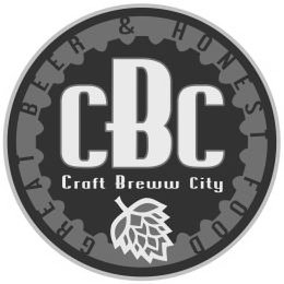 CBC CRAFT BREWW CITY GREAT BEER & HONEST FOOD trademark