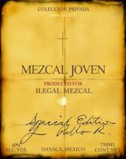 COLECCION PRIVADA 100% AGAVE MEZCAL JOVEN PRODUCED FOR ILEGAL MEZCAL SPECIAL EDITION PABLO R. OAXACA MEXICO 40% ALC. VOL 750 ML CONTNET trademark