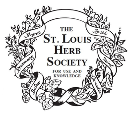 THE ST. LOUIS HERB SOCIETY FOR USE AND KNOWLEDGE THYME ROSEMARY BALM ROSES MINT LAVENDER trademark