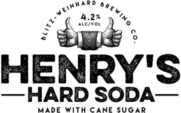 BLITZ-WEINHARD BREWING CO. 4.2% ALC/VOL HENRY'S HARD SODA MADE WITH CANE SUGAR trademark
