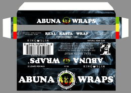 ABUNA WRAPS REAL RASTA WRAP WWW.ABUNAWRAPS.COM REFINED UNBLEACHED PREMIUM HEMP 100% ALL NATURAL SLOW BURN KING SLIM NATURAL HEMP GUM  ABUNA WRAPS REAL RASTA WRAP THE ABUNA IS THE OFFICIAL LIAISON FOR THE RASTAFARI WORLDWIDE.  ABUNA WRAPS ARE BLESSED FOR THE HEALING OF THE NATIONS. 32 LEAVES PER PACK HIM KING SLIM ABUNA WRAPS HEALING OF THE NATION JAH RASTAFARI trademark