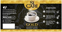 SI CAFE GOLD COLOMBIAN COFFEE FREEZE DRIED trademark