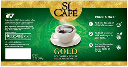 SI CAFE GOLD COLOMBIAN COFFEE DECAF FREEZE DRIED trademark